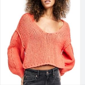 We The Free Free People Sea Bright Sweater in Watermelon Size Medium